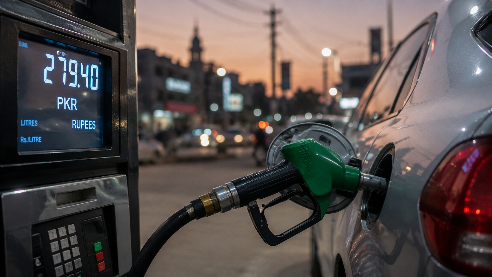 Petrol price hike Pakistan 2026 new rate Rs 279.40 displayed at fuel pump