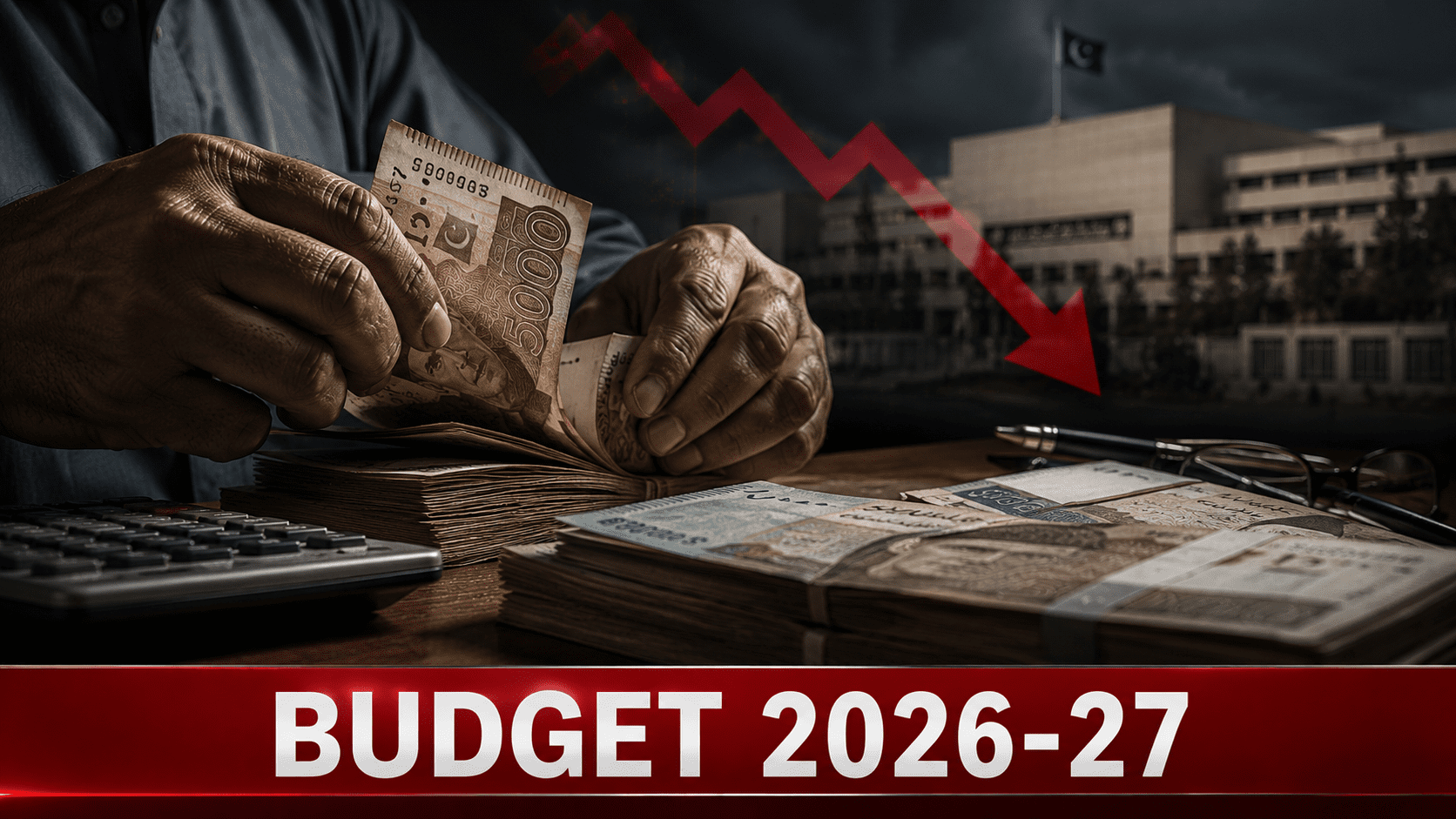 Pakistani currency notes representing Pakistan Budget 2026-27 overspending and Fitch growth warning amid austerity claims