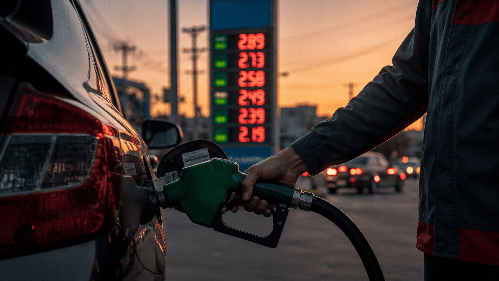 Fuel station attendant filling car as Pakistan petrol price drops by Rs74 per litre