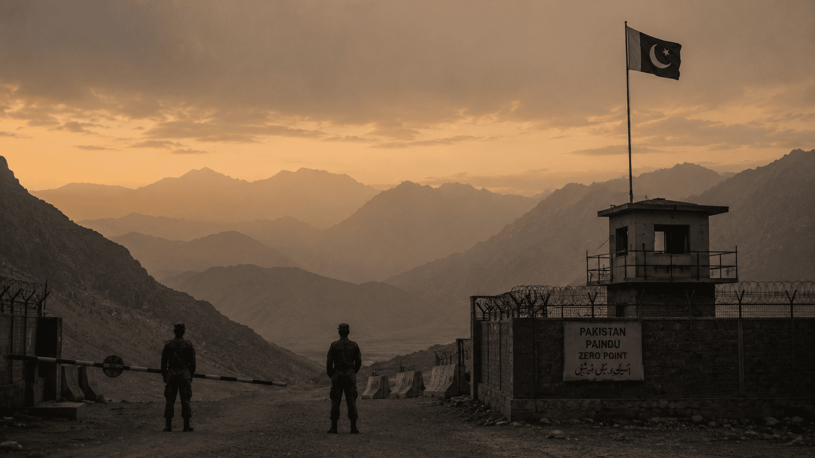 Border watchtower at dusk symbolising rising Afghanistan Pakistan tension