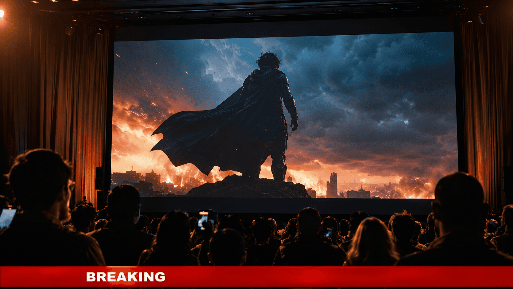 Avengers Doomsday trailer reveal on a cinema screen with dramatic lighting