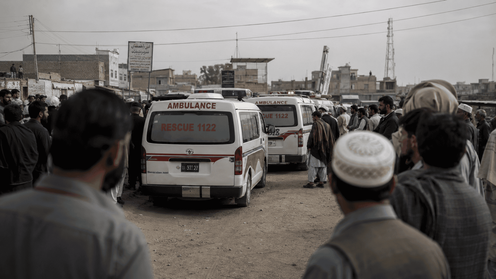 "Balochistan attacks aftermath: mourners and ambulances gather in Quetta after militant violence"
