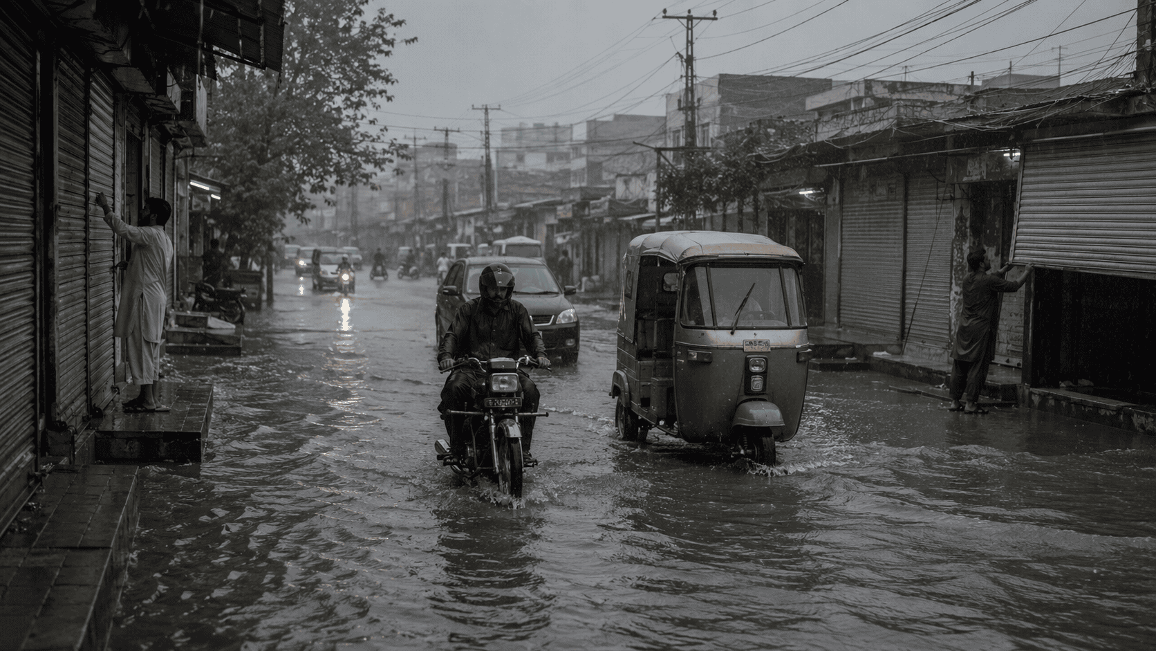 Pakistan monsoon rains flood a city street as PDMA issues eight-day weather alert