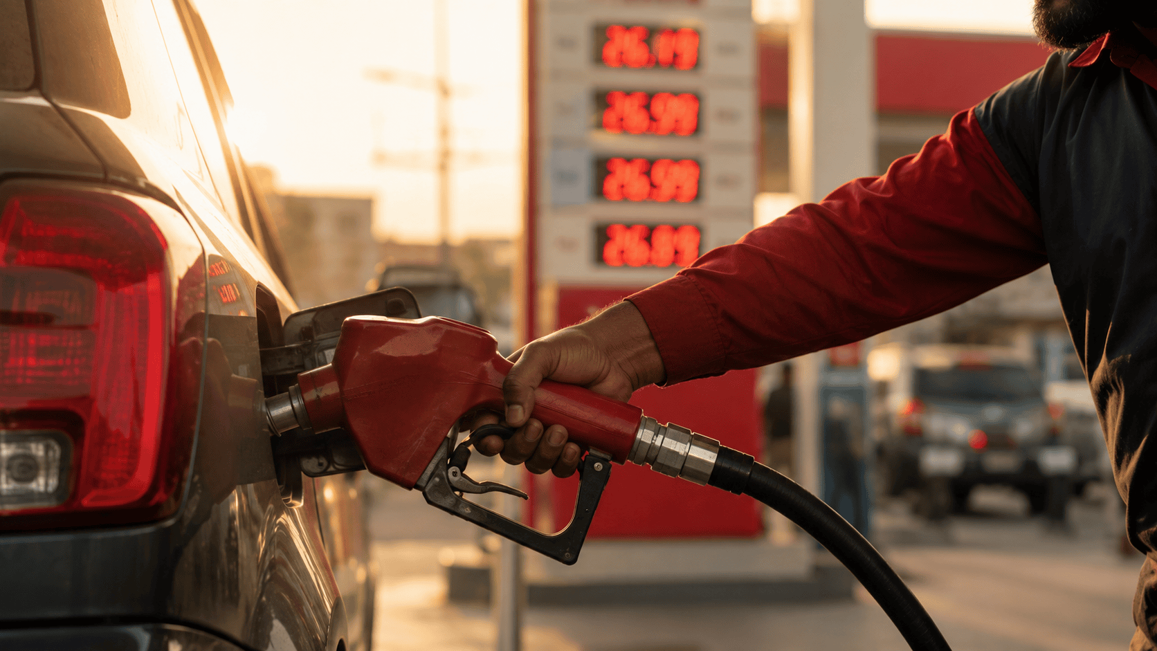 Pakistan petrol price hike shown at fuel station as diesel and petrol rates surge