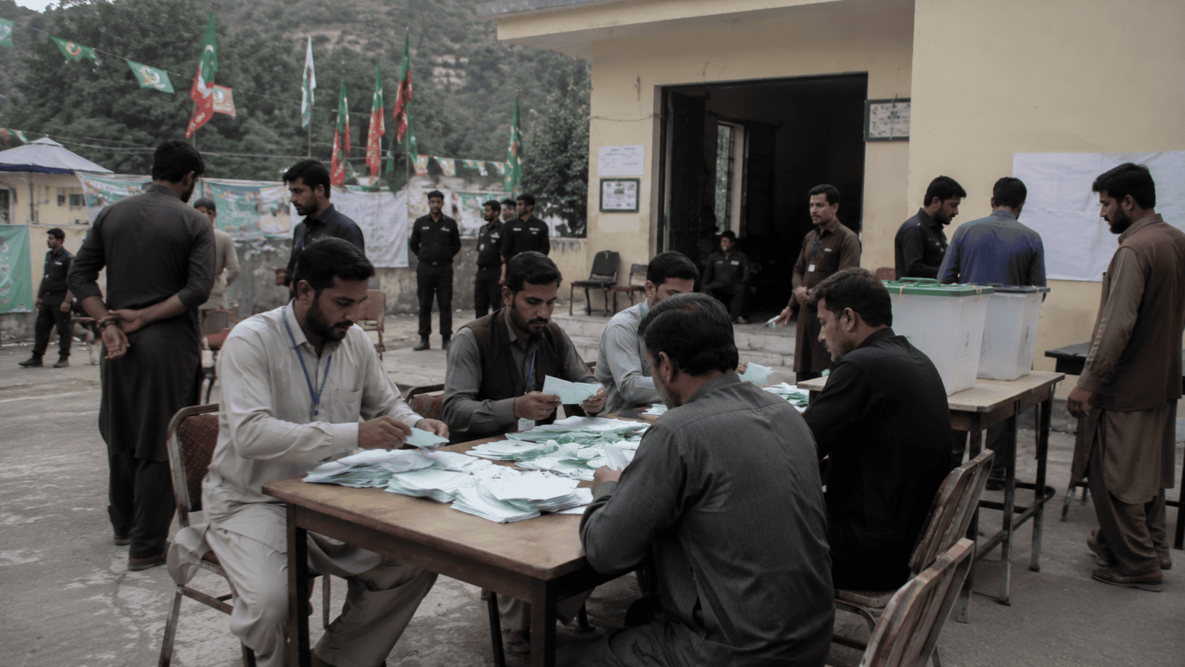 AJK election results counting underway at a Mirpur Division polling station