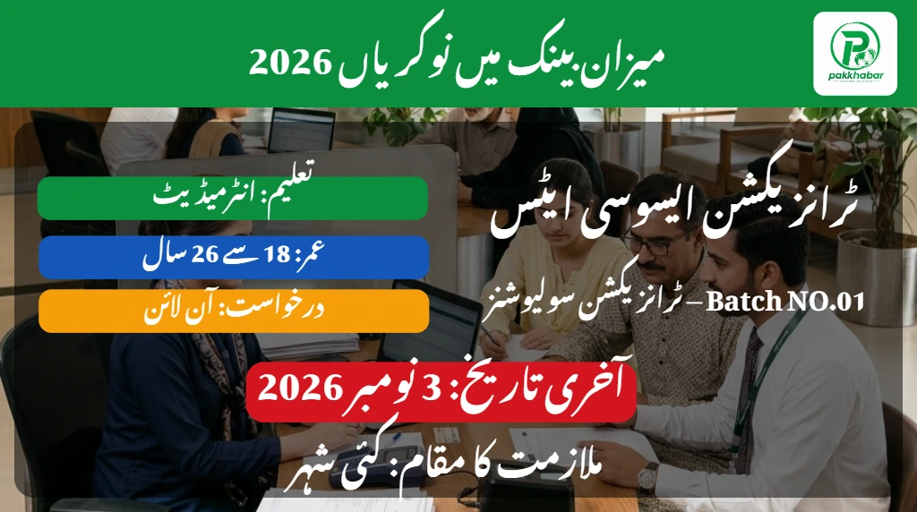 Meezan Bank Jobs 2026 Transaction Associates | Pakkhabar